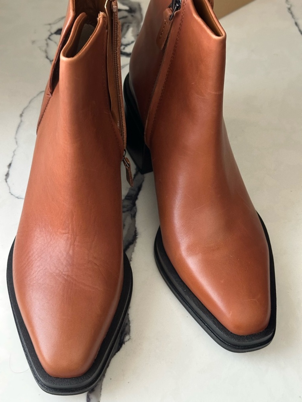 Franco Sarto Women's Cognac Leather Ankle Booties